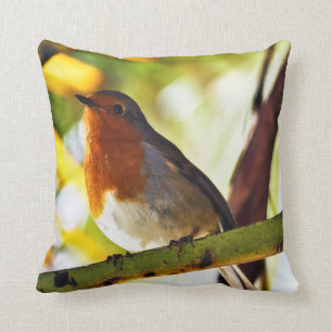 Robin red breast bird 2 throw pillow