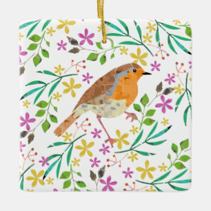 Robin Red Breast, bird of Christmas Ceramic Ornament