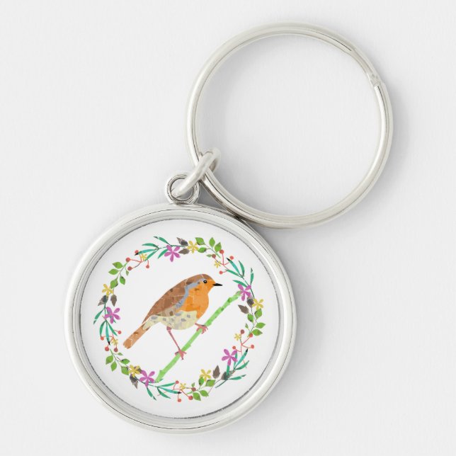 Robin Red Breast, bird of Christmas Keychain (Front)