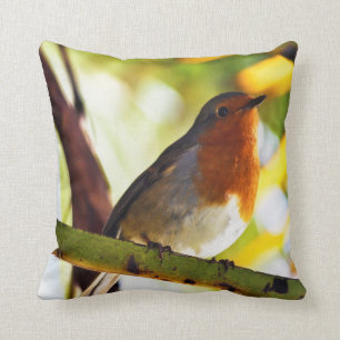 Robin red breast bird throw pillow