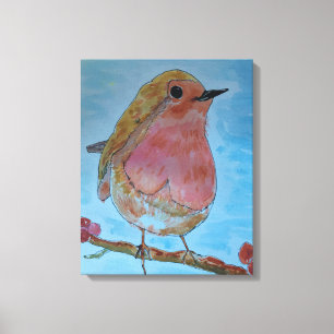 Robin Red Breast Line n wash Canvas Print