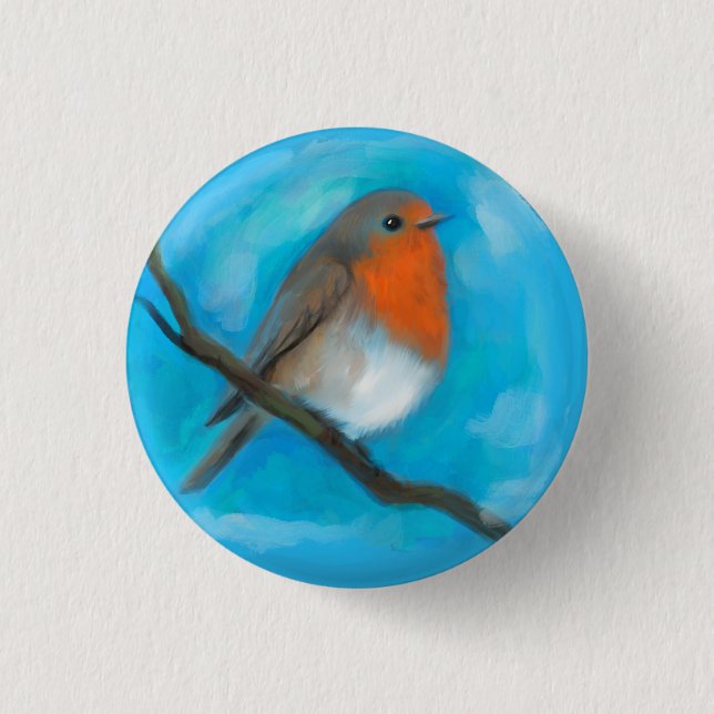 Robin redbreast  1 inch round button (Front)