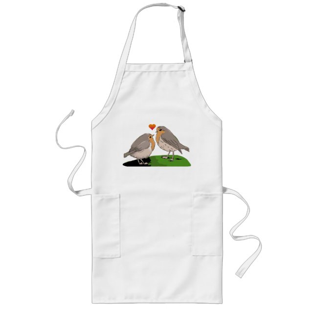 Robin redbreast bird love long apron (Front)