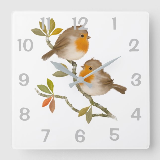 Robin Redbreast Birds  Wall Clock (Front)