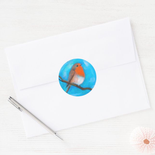 Robin redbreast classic round sticker (Envelope)