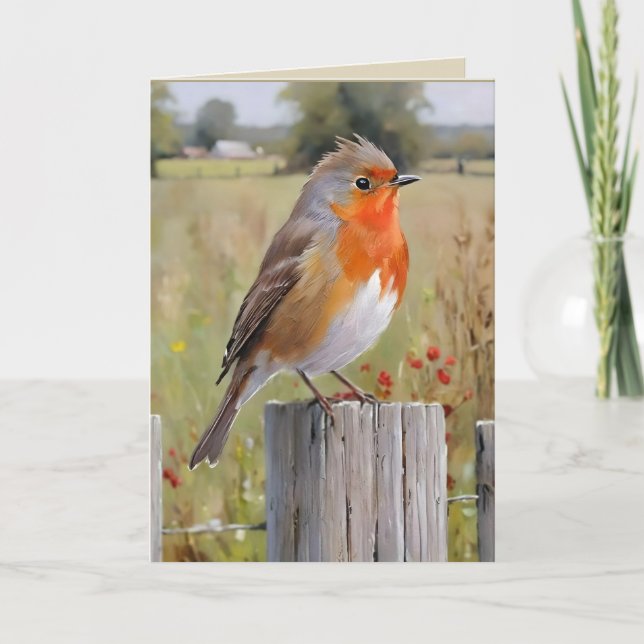  Robin Redbreast Greetings Card (Front)