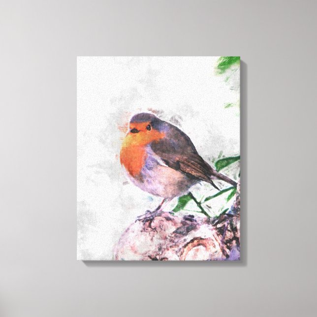 Robin Redbreast Painting Wrapped Canvas (Front)