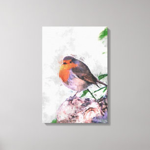 Robin Redbreast Painting Wrapped Canvas
