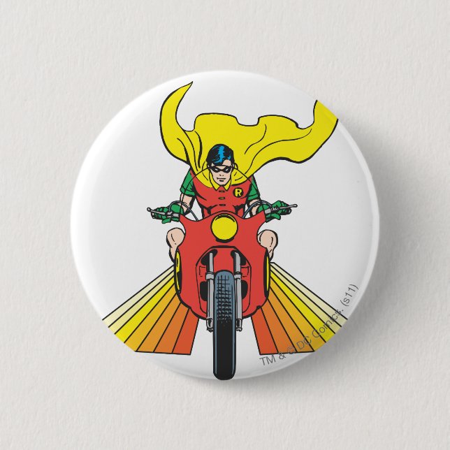 Robin Rides 2 2 2 Inch Round Button (Front)