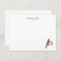 Robin sur Carte de remerciements d'aquarelle ceris