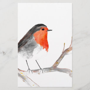 Robin watercolour painting Christmas art Stationery