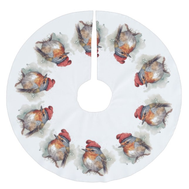 Robin Winter Delight Brushed Polyester Tree Skirt (Front)