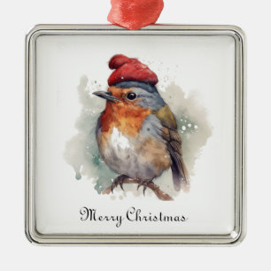 Robin Winter Delight, custom Metal Ornament