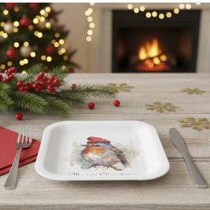 Robin Winter Delight, custom Paper Plate