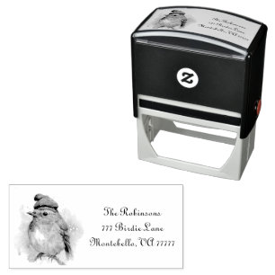 Robin Winter Delight, custom Self-inking Stamp