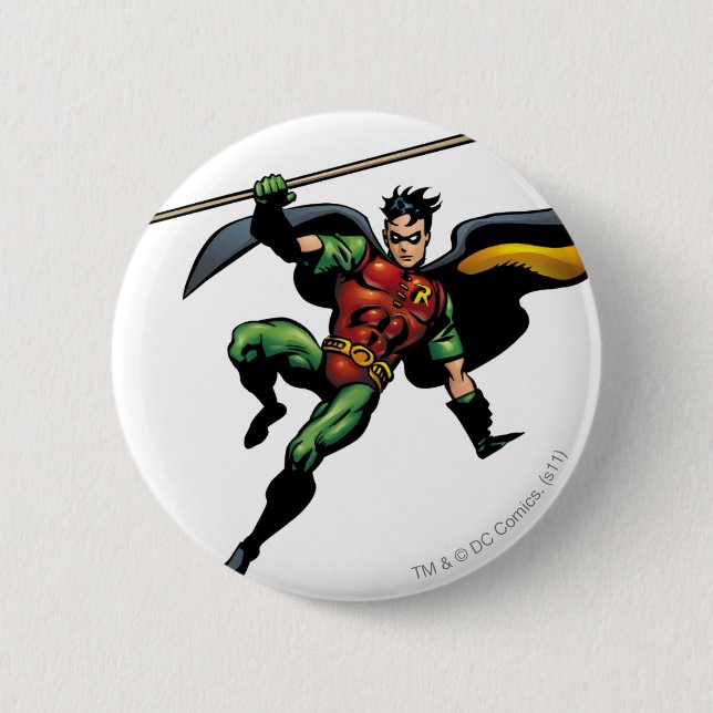 Robin with Staff 2 Inch Round Button (Front)