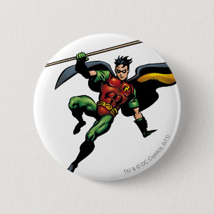 Robin with Staff 2 Inch Round Button