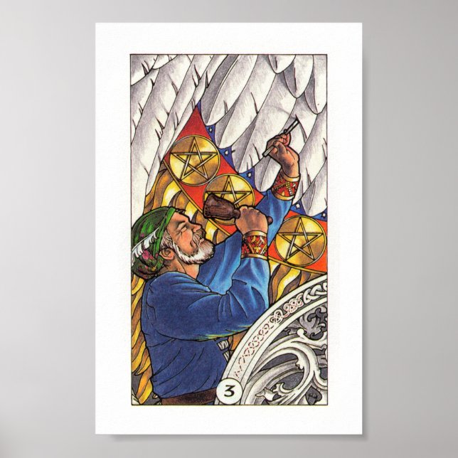 Robin Wood Tarot - 3 of Pentacles Poster (Front)