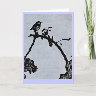 Robin Woodcut Style Greeting Card