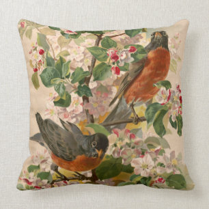 Robins 1896 throw pillow
