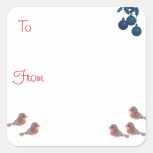 Robins and holly cute Christmas Square Sticker