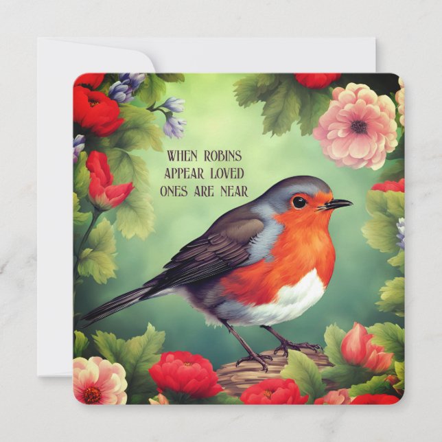 Robins Appear When Loved Ones Are Near In Memory Holiday Card (Front)