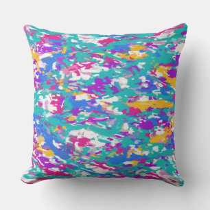 Robin's Egg Blue and Fuchsia Spin Art 3987 Throw Pillow
