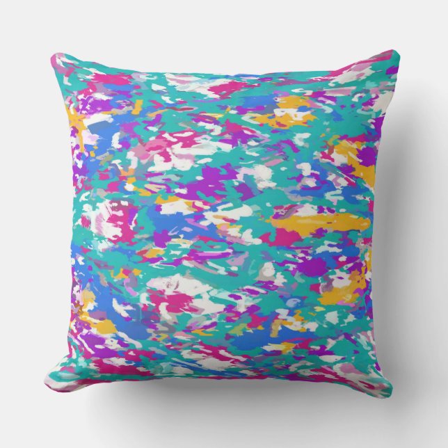 Robin's Egg Blue and Fuchsia Spin Art 3987 Throw Pillow (Front)