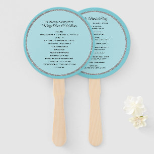 Robins Egg Blue and Silver Wedding Program Fan