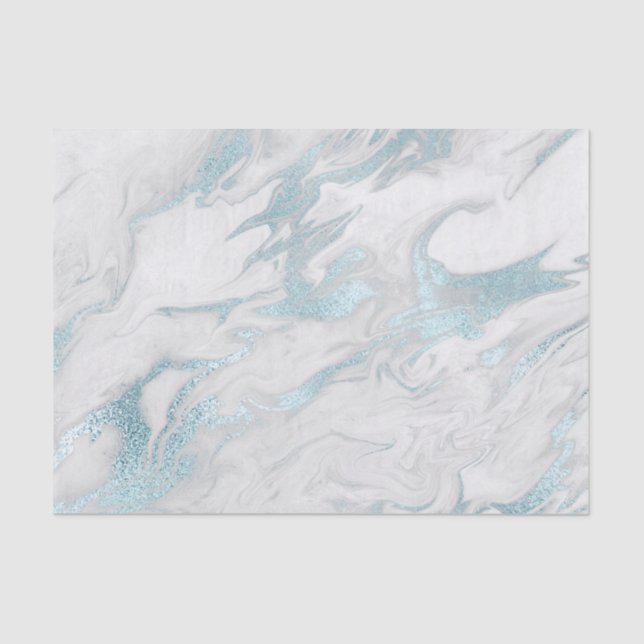 Robins Egg Blue and White Marbled Tissue Paper (Front)