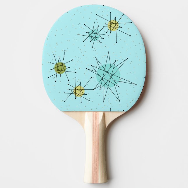 Robin's Egg Blue Atomic Starburst Ping Pong Paddle (Front)