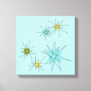 Robin's Egg Blue Atomic Starbursts Canvas Print