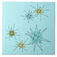 Robin's Egg Blue Atomic Starbursts Ceramic Tile