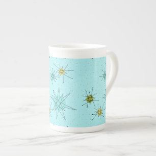 Robin's Egg Blue Atomic Starbursts China Mug