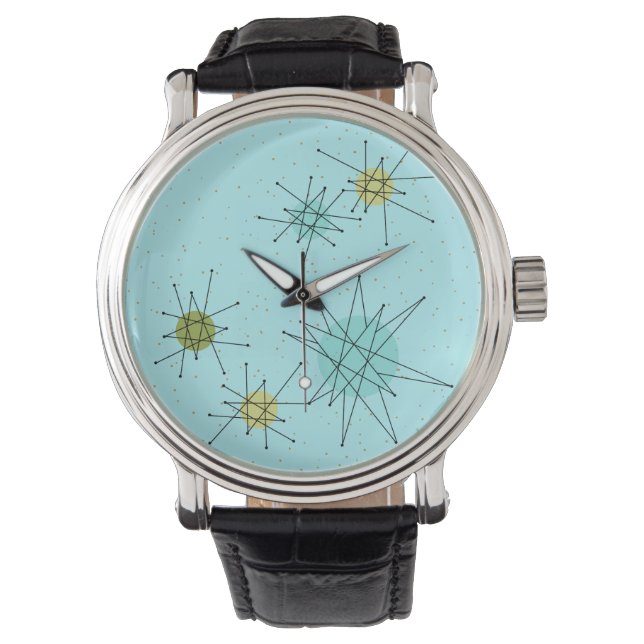 Robin's Egg Blue Atomic Starbursts  eWatch Watch (Front)