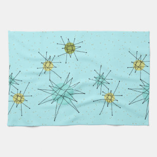 Robin's Egg Blue Atomic Starbursts Kitchen Towels