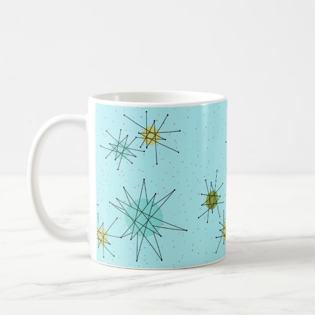 Robin's Egg Blue Atomic Starbursts Mug (Left)