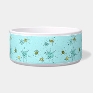 Robin's Egg Blue Atomic Starbursts Pet Bowl