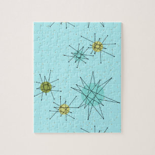 Robin's Egg Blue Atomic Starbursts Puzzle