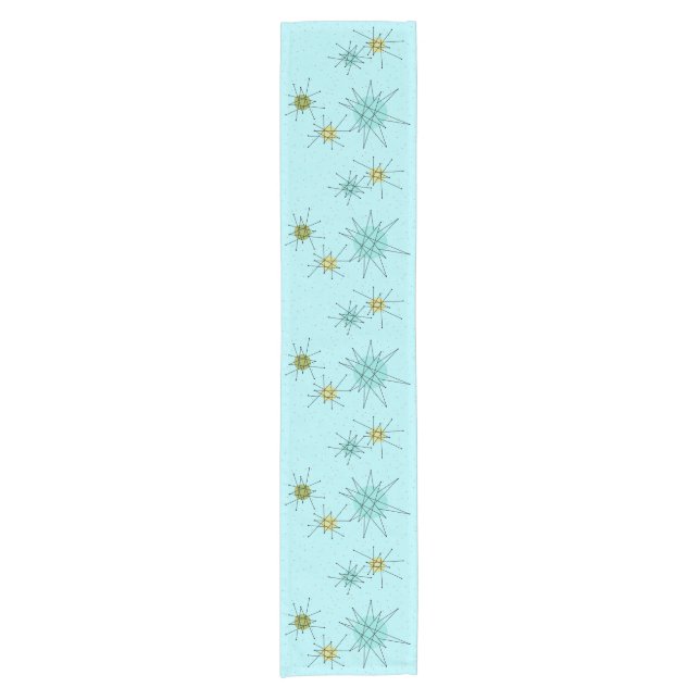 Robin's Egg Blue Atomic Starbursts Table Runner (Front)