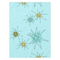 Robin's Egg Blue Atomic Starbursts Tablecloth