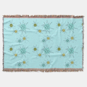 Robin's Egg Blue Atomic Starbursts Throw Blanket