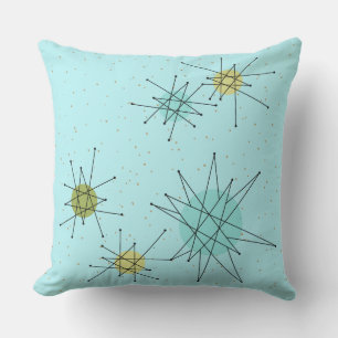 Robin's Egg Blue Atomic Starbursts Throw Pillow