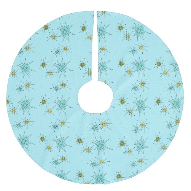 Robin's Egg Blue Atomic Starbursts Tree Skirt (Front)
