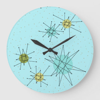 Robin's Egg Blue Atomic Starbursts Wall Clock