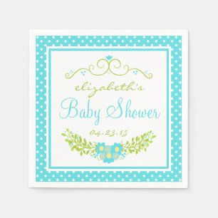 Robins Egg Blue Baby Shower- Floral Napkin