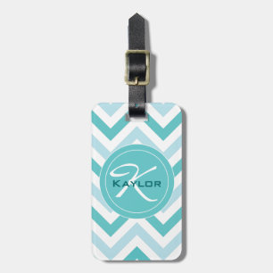 Robin's Egg Blue Chevron Luggage Tag