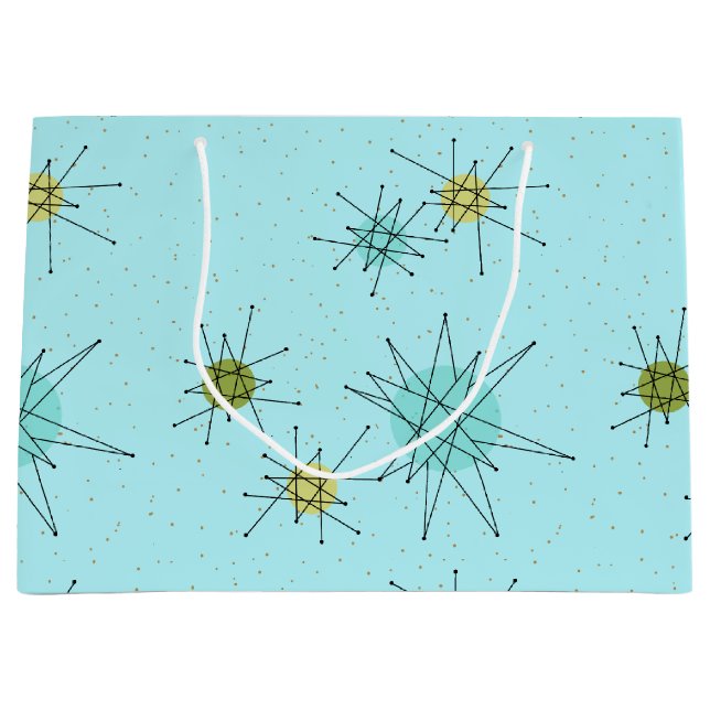 Robin's Egg Blue Iconic Atomic Starbursts Gift Bag (Front)