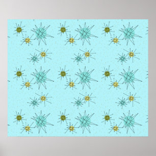 Robin's Egg Blue Iconic Atomic Starbursts Poster