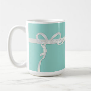 Robin's Egg Blue Jewellery Box with White Ribbon Coffee Mug